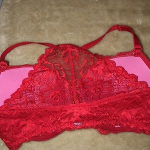 Vibrant red push up bra